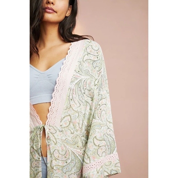 NWT!! Anthropologie FLOREAT Paisley Robe Eyelet Lace Romantic Cottage Small - Picture 5 of 15